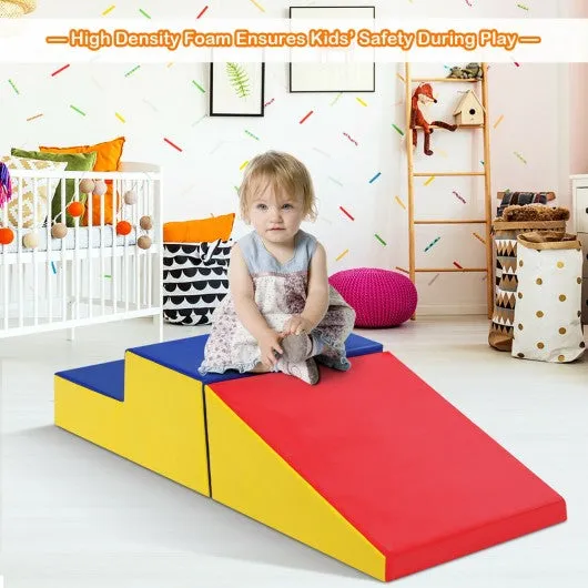 2 Pcs Soft Foam Indoor Toddler Climb Slide Activity Play Set -Blue