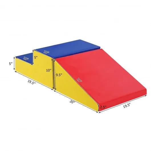 2 Pcs Soft Foam Indoor Toddler Climb Slide Activity Play Set -Blue