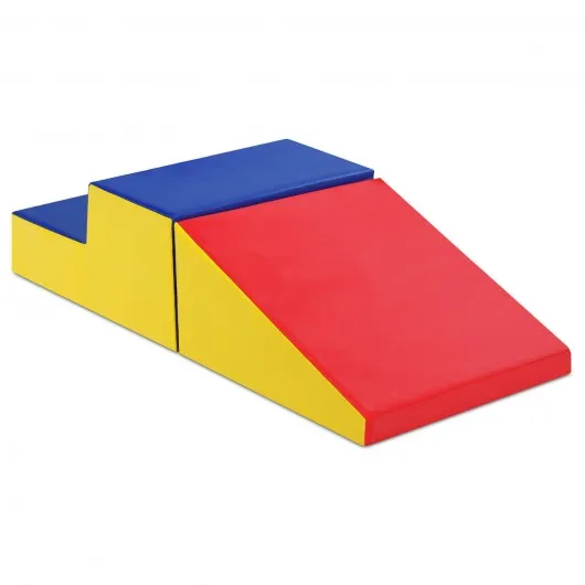 2 Pcs Soft Foam Indoor Toddler Climb Slide Activity Play Set -Blue