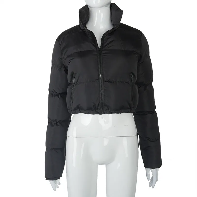 2023 Basic pockets simple plus size women's coats warm winter bubble coat women's thick puff jacket