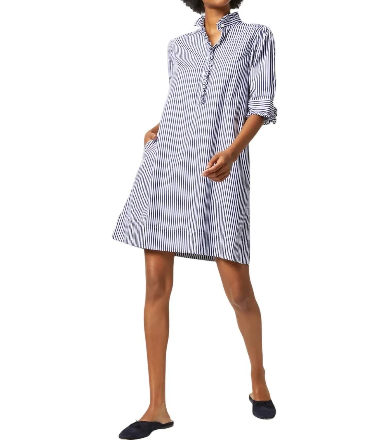 Ann Mashburn - Elbow-Sleeved Frill Dress