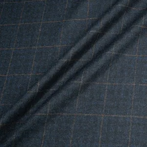 Blue & Grey Checkered Wool & Cashmere Blend Suiting