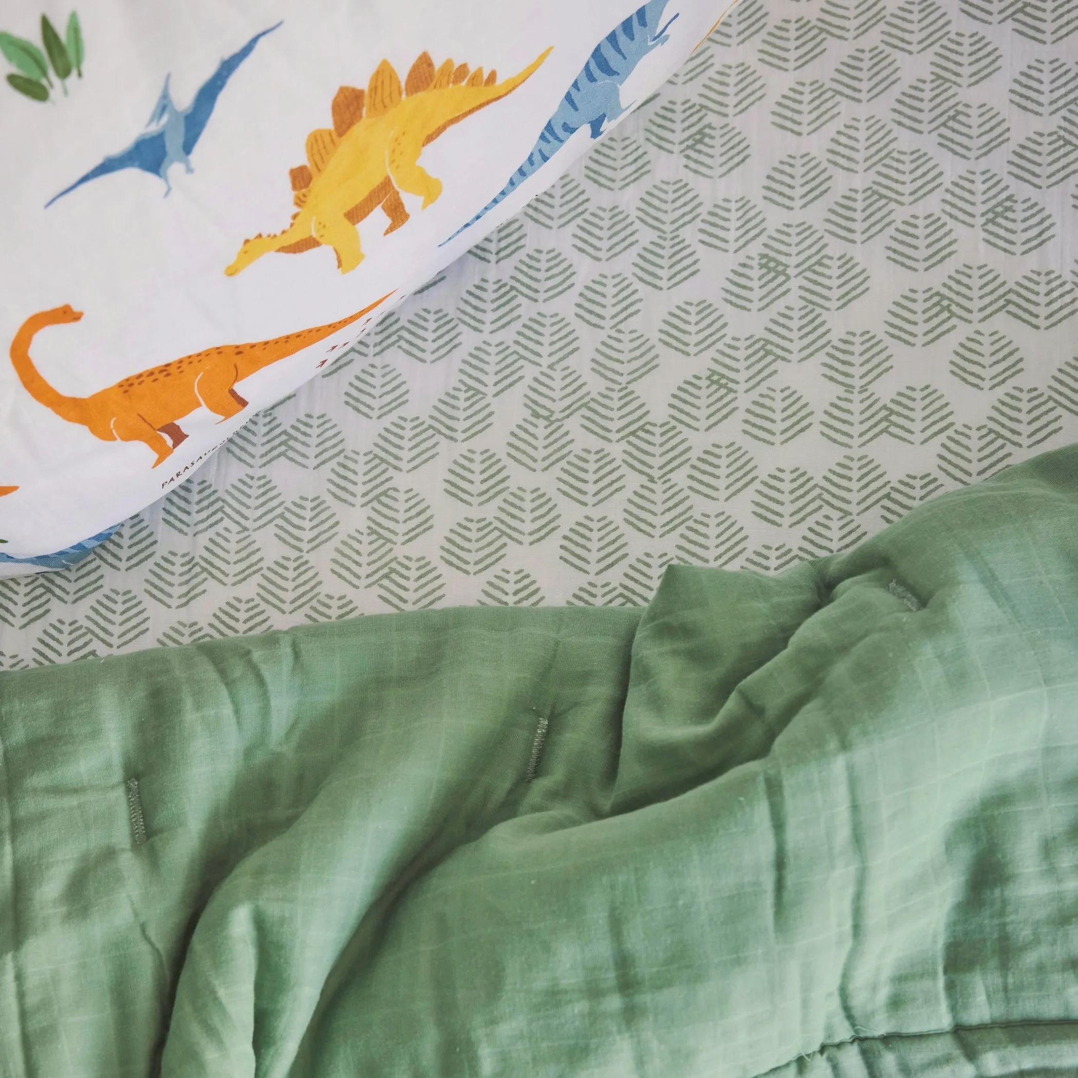 Cotton Muslin Toddler Comforter - Dino Names