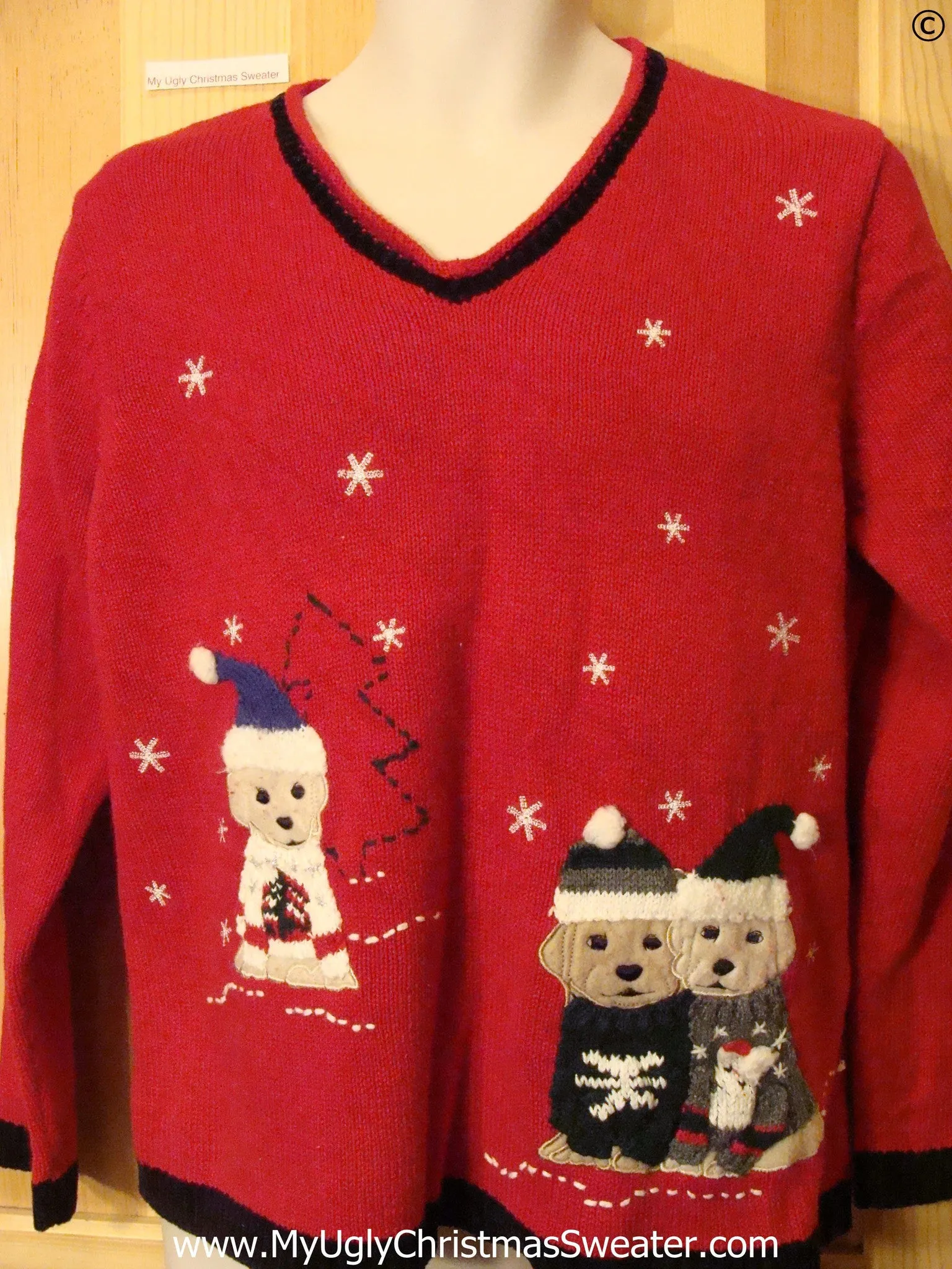 Dog Puppy Lovers Red Festive Christmas Sweater