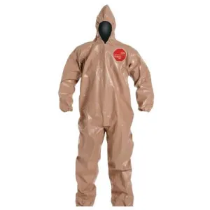 DuPont™ Tychem CPF3 Coveralls with attached Hood and Socks, Tan, 3X-Large, C3122T-3X