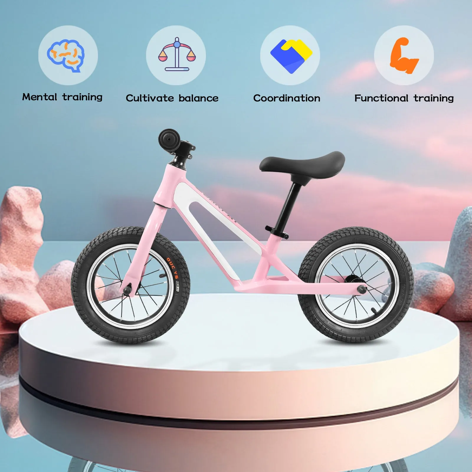 ECARPAT Balance Bike, Magnesium Alloy Frame Toddler Bike,Lightweight Sport Training Bicycle with 12" Rubber Foam Tires,Adjustable Seat for Kids Ages 1-5 Years Old.