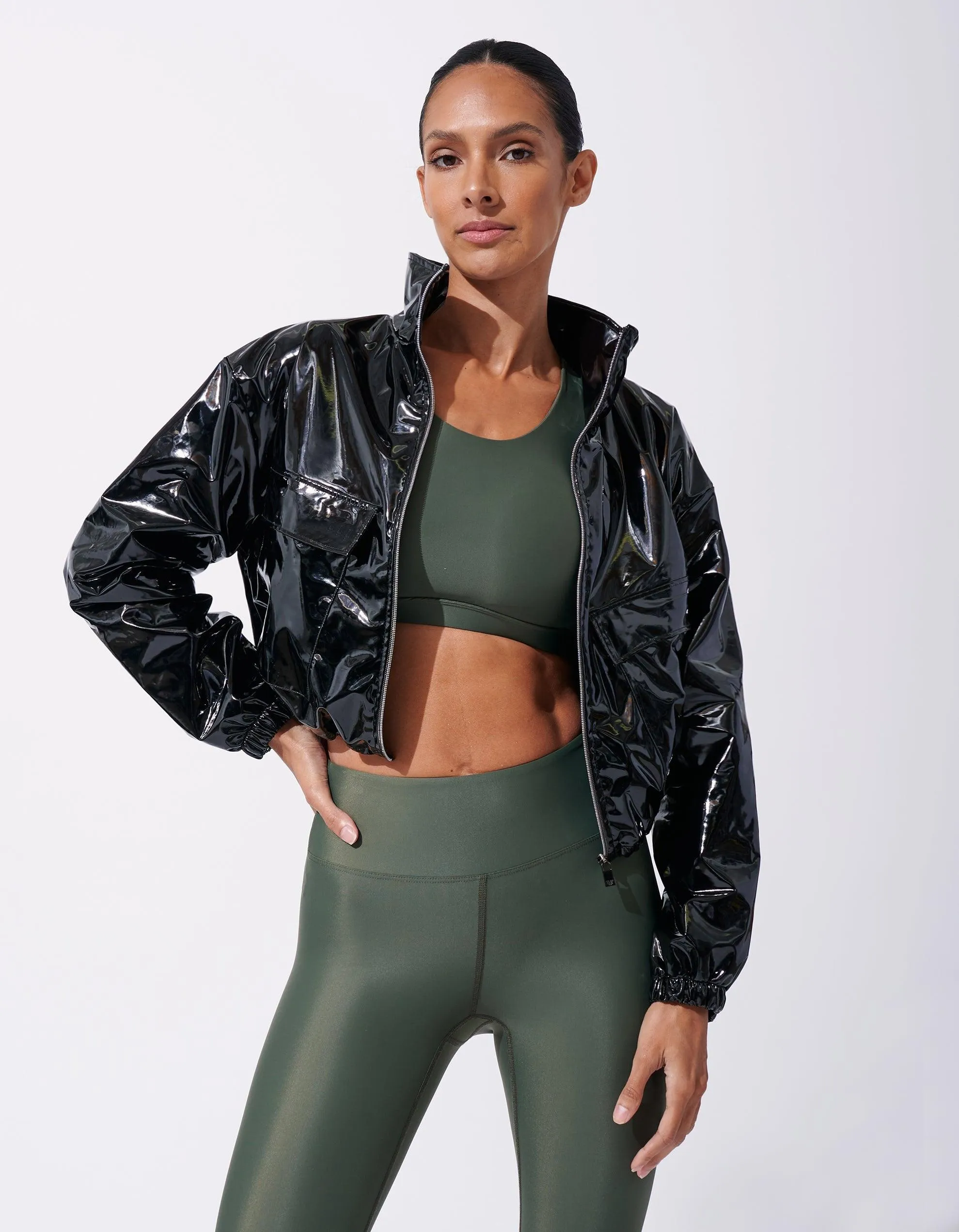 Heroine Sport Olympic Patent Jacket - Black