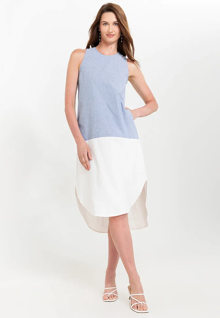 Liora Two-Tone Sleeveless Cotton Short Dress