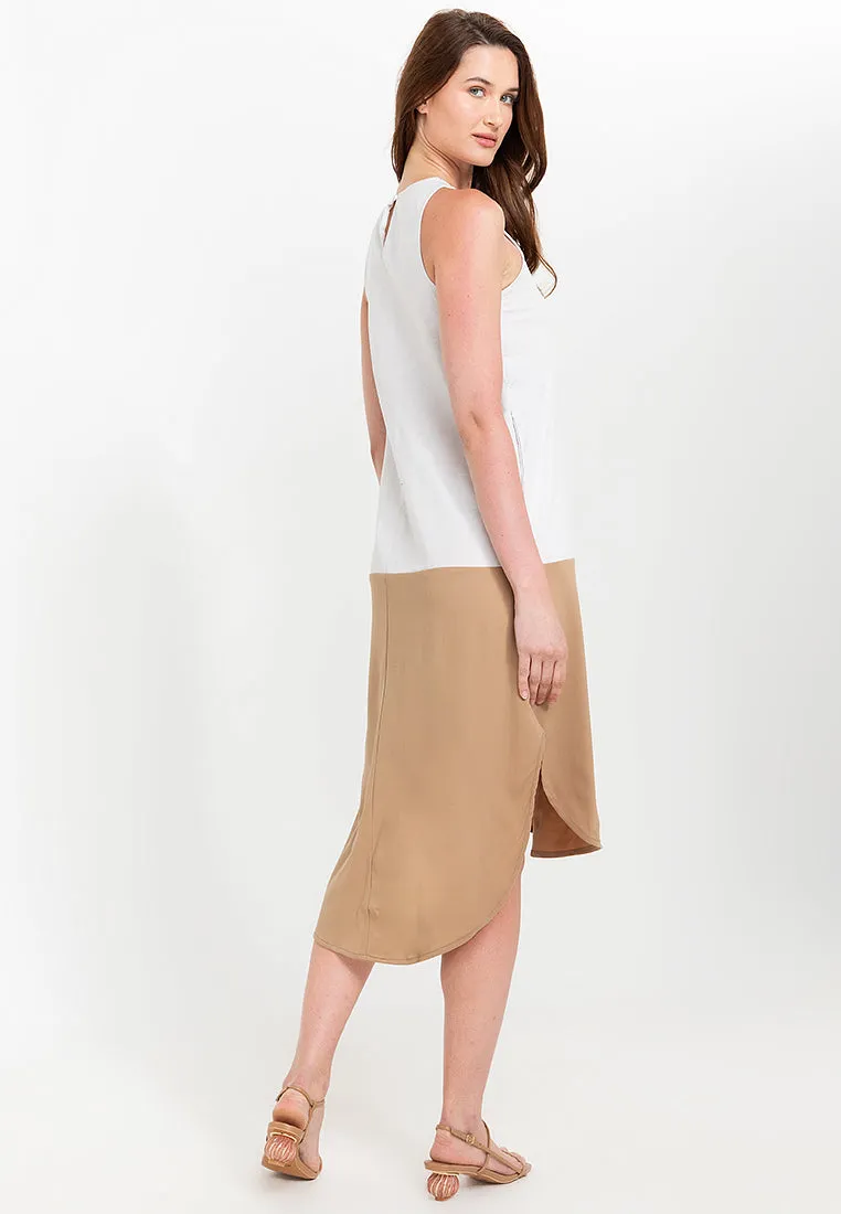 Liora Two-Tone Sleeveless Cotton Short Dress