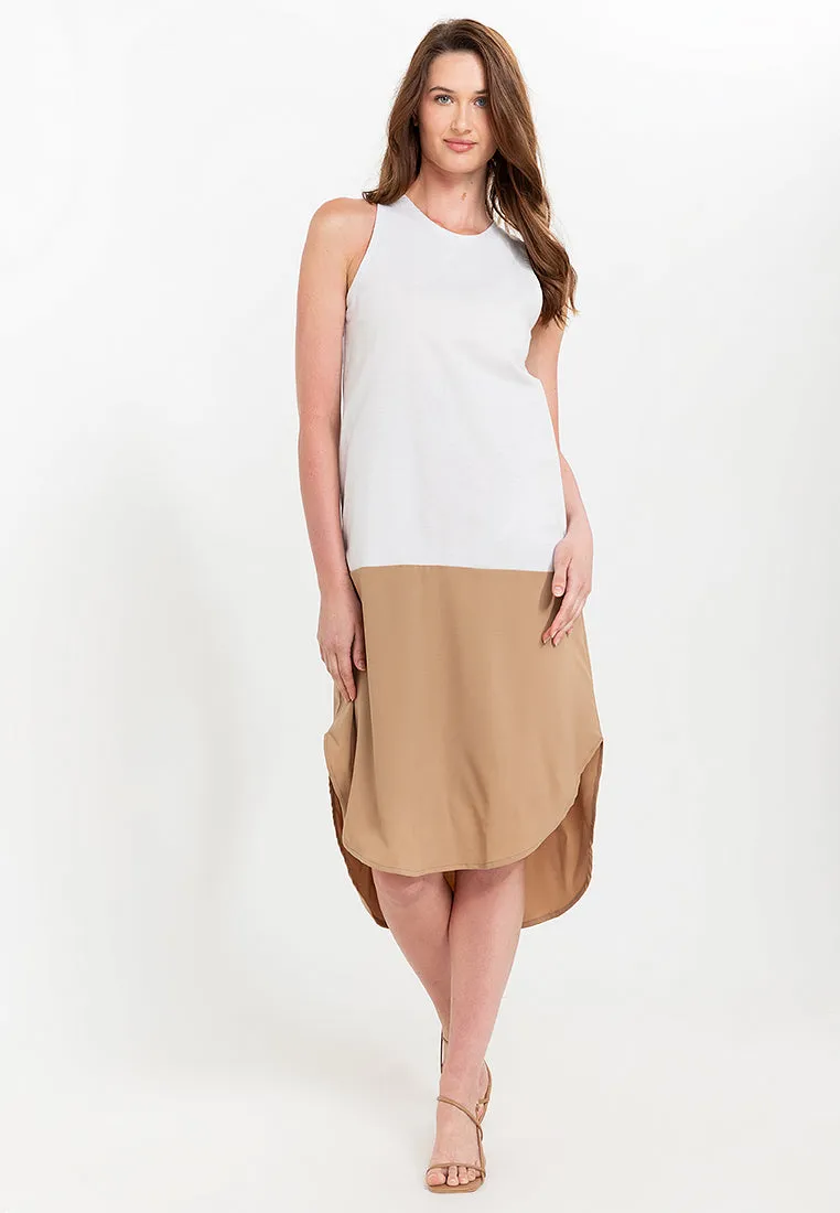 Liora Two-Tone Sleeveless Cotton Short Dress