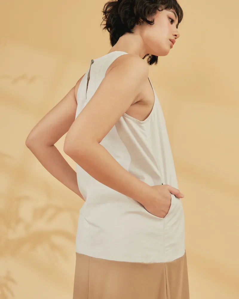 Liora Two-Tone Sleeveless Cotton Short Dress