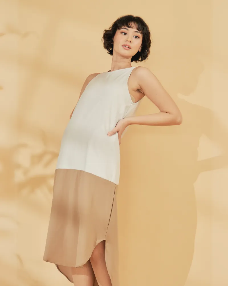 Liora Two-Tone Sleeveless Cotton Short Dress