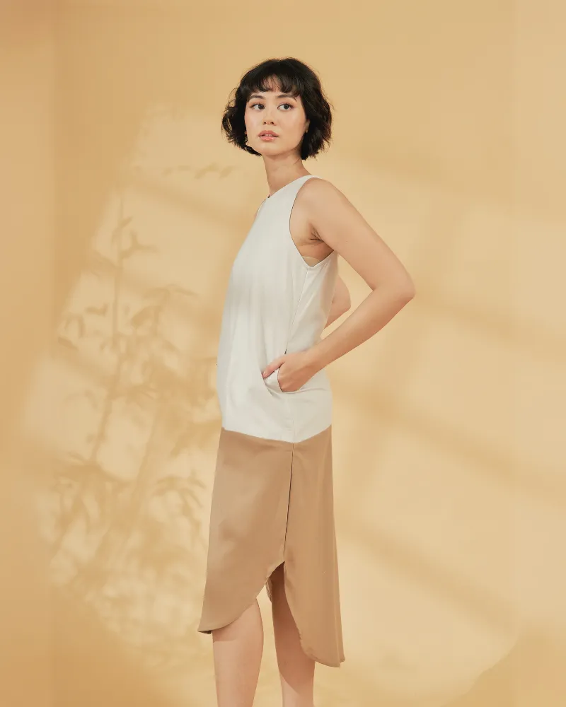 Liora Two-Tone Sleeveless Cotton Short Dress