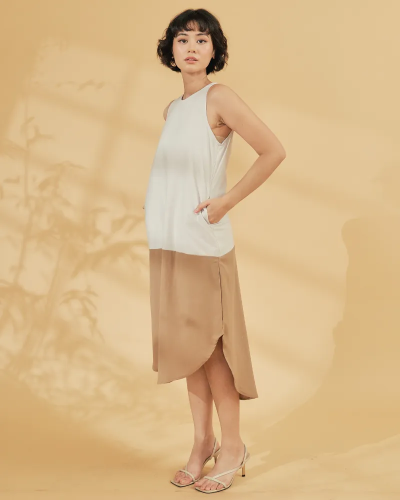 Liora Two-Tone Sleeveless Cotton Short Dress