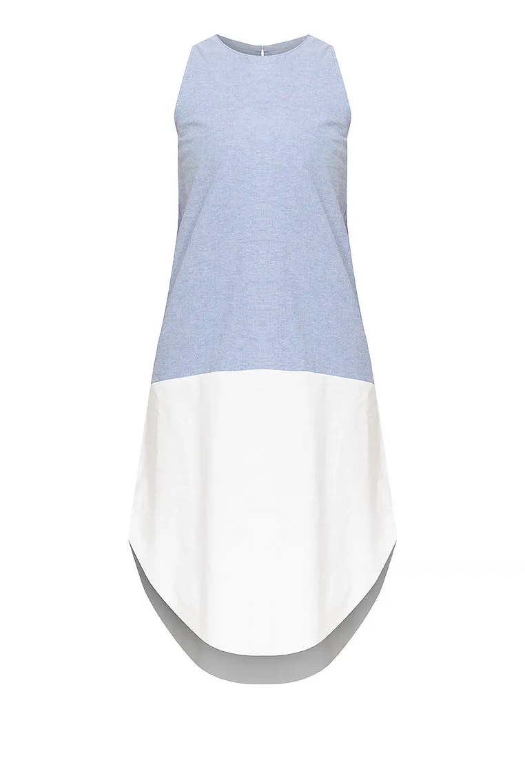 Liora Two-Tone Sleeveless Cotton Short Dress