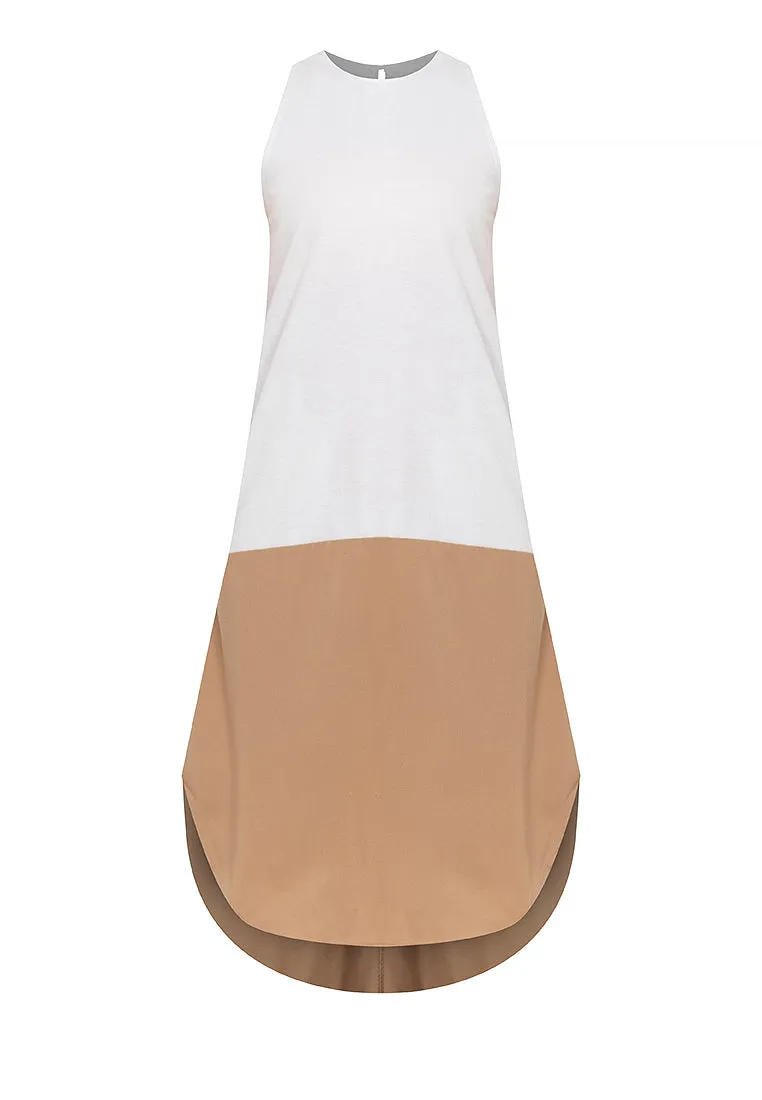 Liora Two-Tone Sleeveless Cotton Short Dress