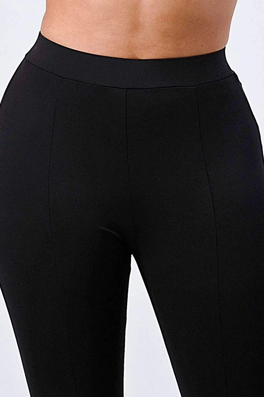 LUXE ELASTIC WAIST SLIT WIDE PANTS
