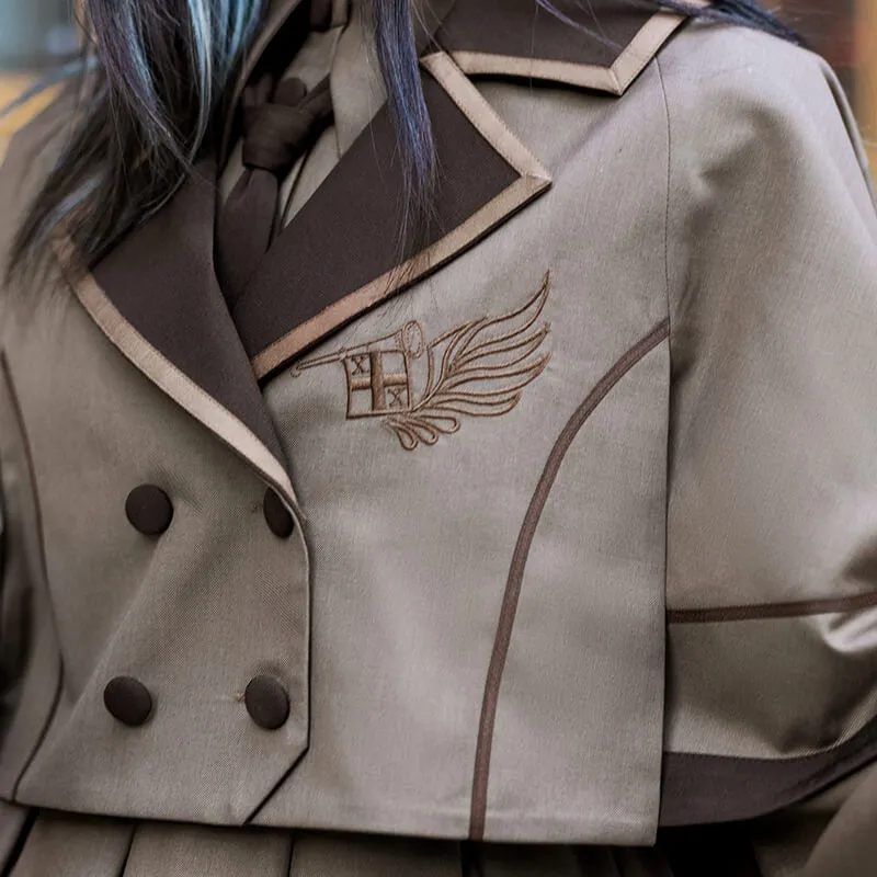 Magical Aesthetic Tan Brown Academia Uniform Dress