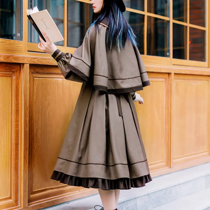 Magical Aesthetic Tan Brown Academia Uniform Dress