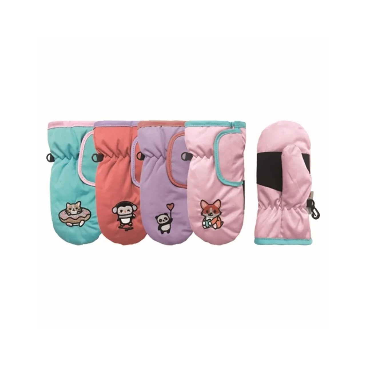 Microfiber Ski Mitten with Embroidered Patterns - Toddler