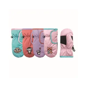 Microfiber Ski Mitten with Embroidered Patterns - Toddler