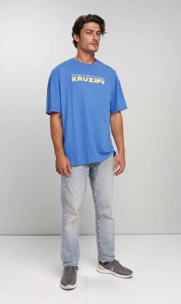 O203143 - Kruzify Oversized Graphic T-Shirt  Royal Blue
