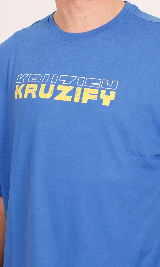 O203143 - Kruzify Oversized Graphic T-Shirt  Royal Blue