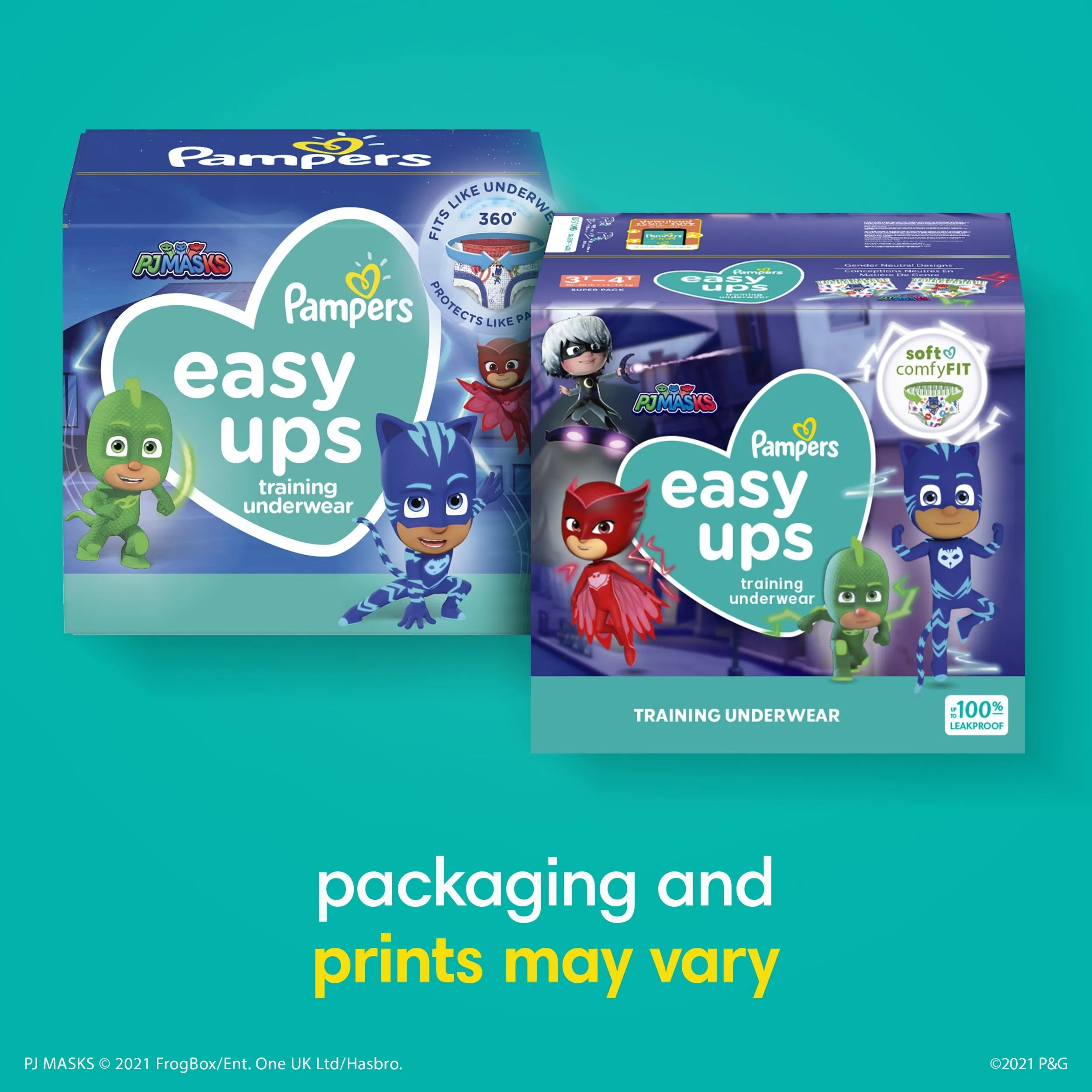 Pampers Easy Ups PJ Masks Training Pants Toddler Boys Size 3T/4T 108 Count