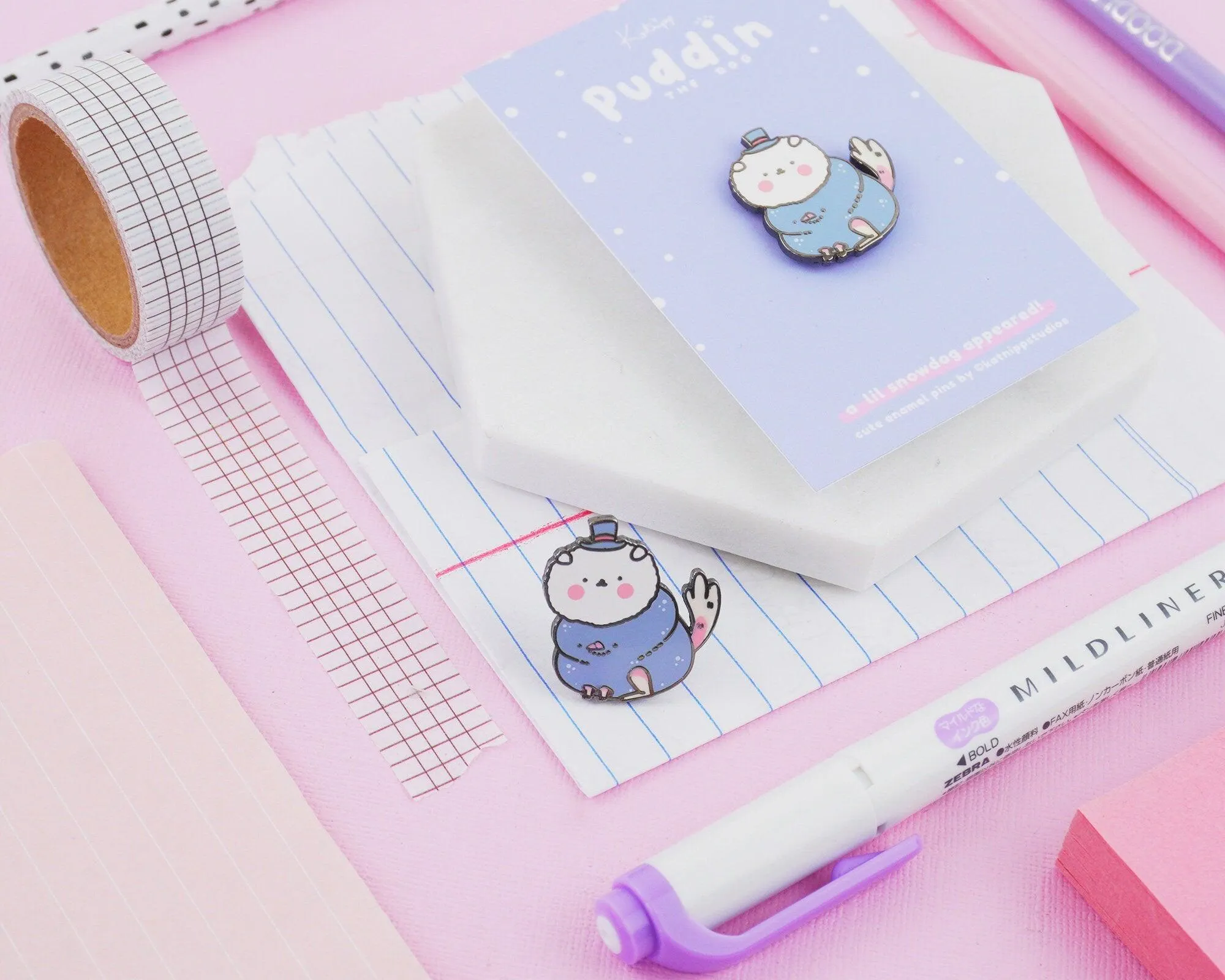 Puddin' the Dog Snowman Enamel Pin | Cute Kawaii Winter Pin Badge | Adorable Collectible for Jackets & Bags