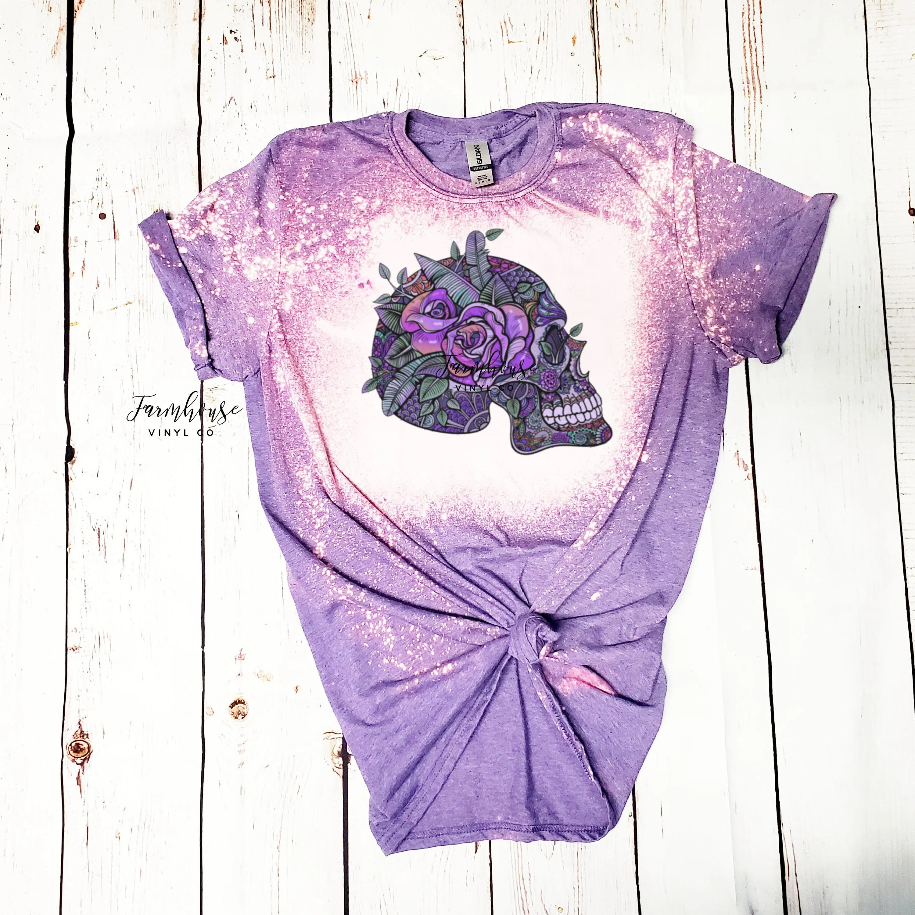 Purple Dark Floral Skull Shirt