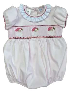 Santa Trio Smocked Bubble- Pink