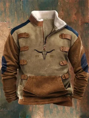 spring and Autumn New Men's Long-Sleeved Half Zipper Printing Casual Fashion  T020875