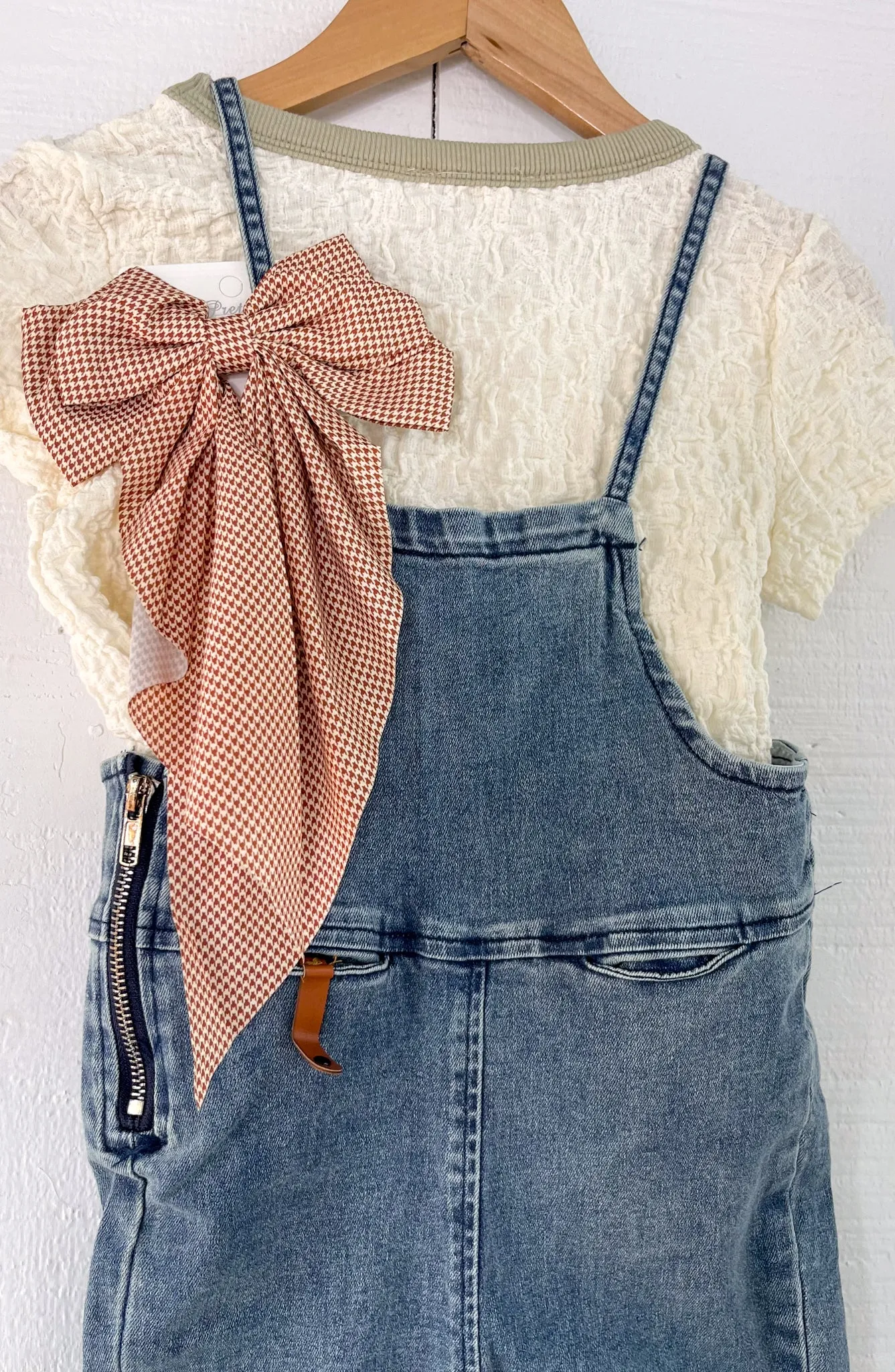 Sunny Stroll Girls Bermuda Denim Overalls