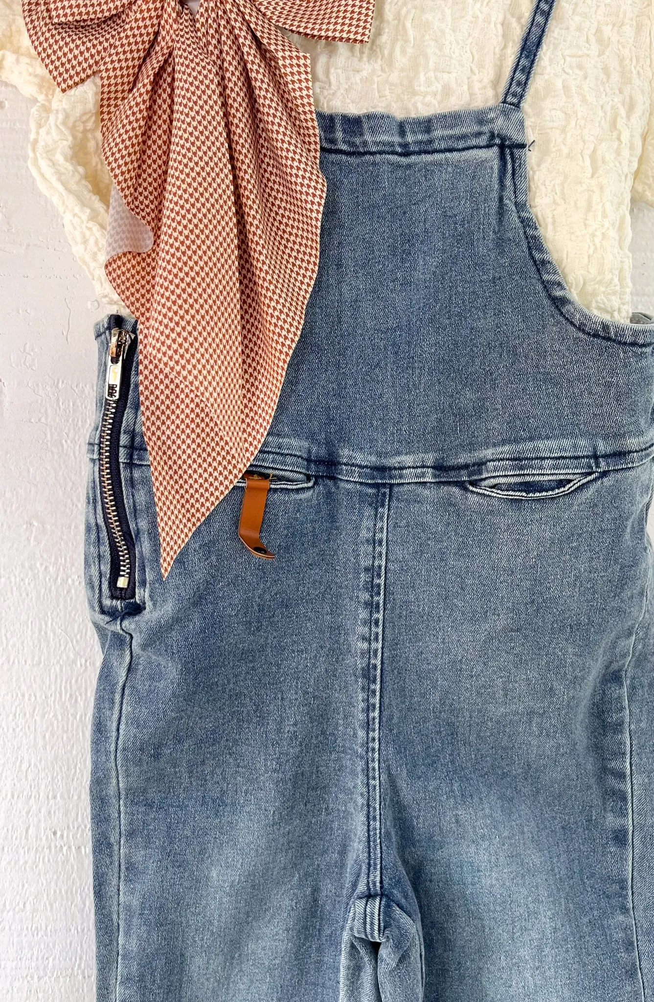 Sunny Stroll Girls Bermuda Denim Overalls