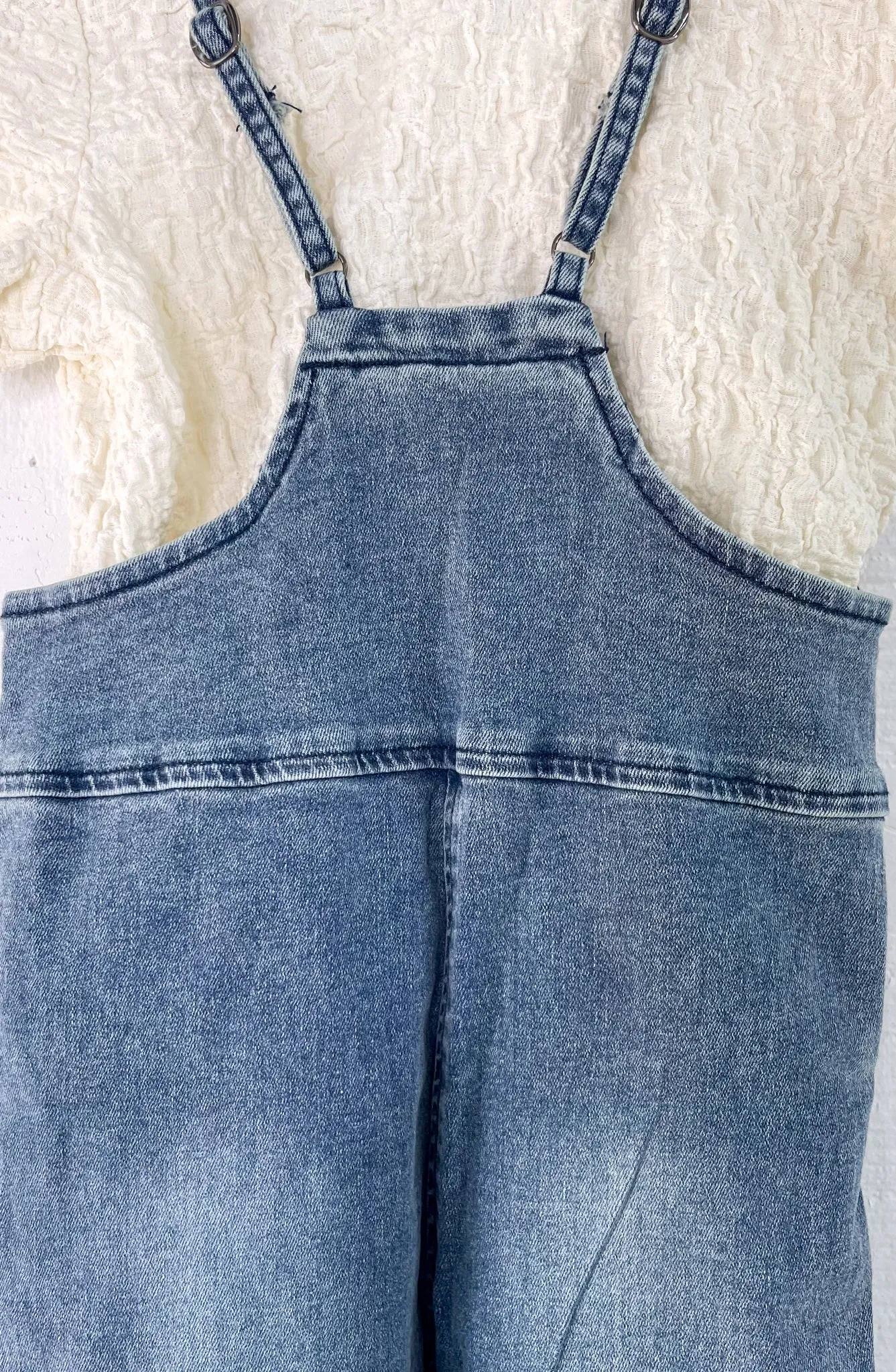Sunny Stroll Girls Bermuda Denim Overalls