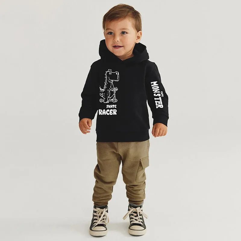 Toddler/Kid Boy's Dinosaur Black Sweatshirt with Pants Set