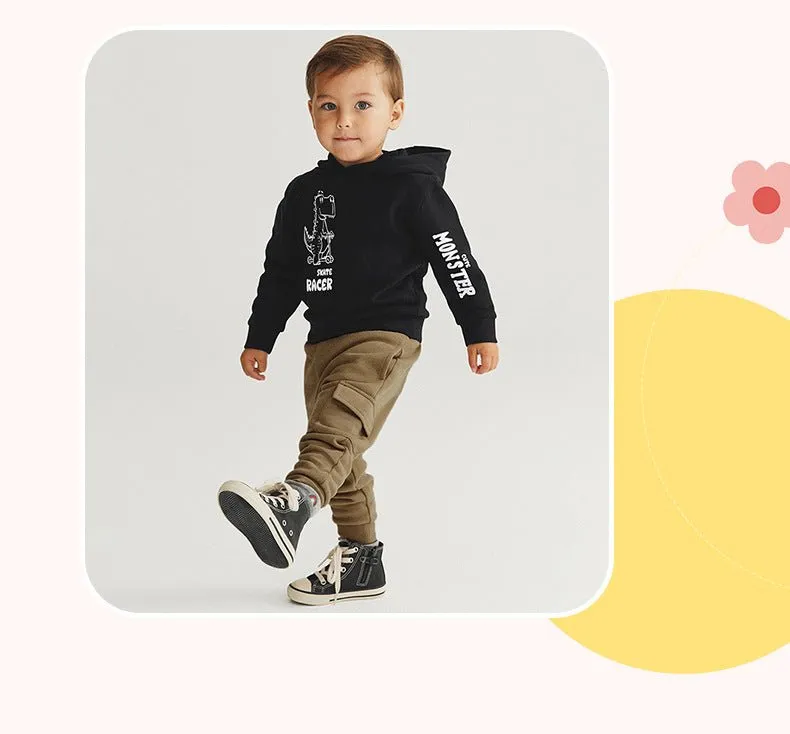 Toddler/Kid Boy's Dinosaur Black Sweatshirt with Pants Set