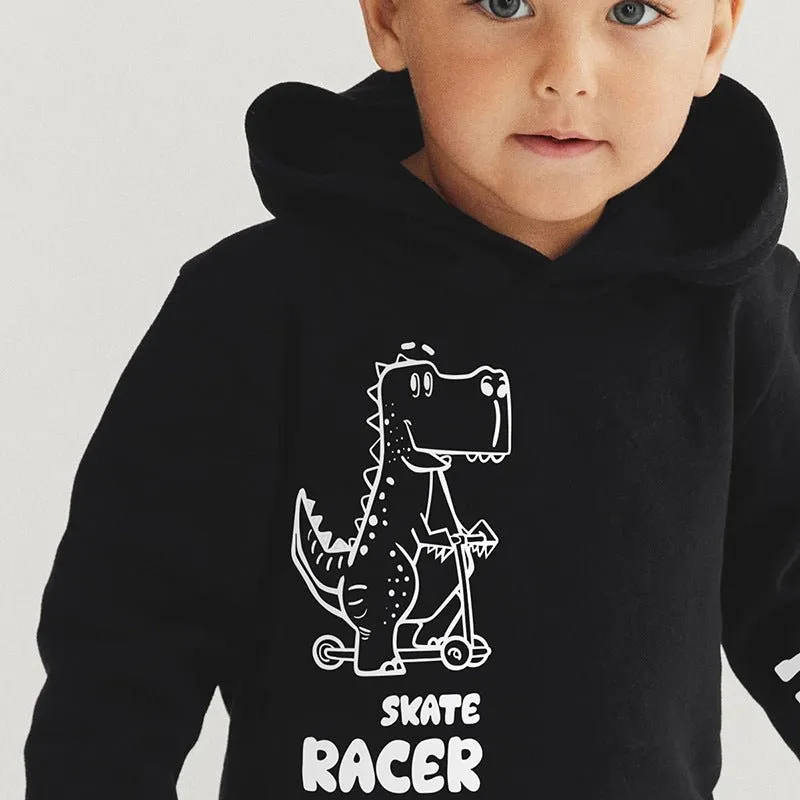 Toddler/Kid Boy's Dinosaur Black Sweatshirt with Pants Set