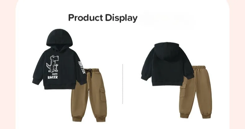 Toddler/Kid Boy's Dinosaur Black Sweatshirt with Pants Set