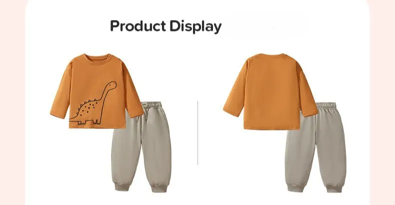 Toddler/Kid Boy's Long Sleeve Cutie Dino Print Design Tee with Pants Set