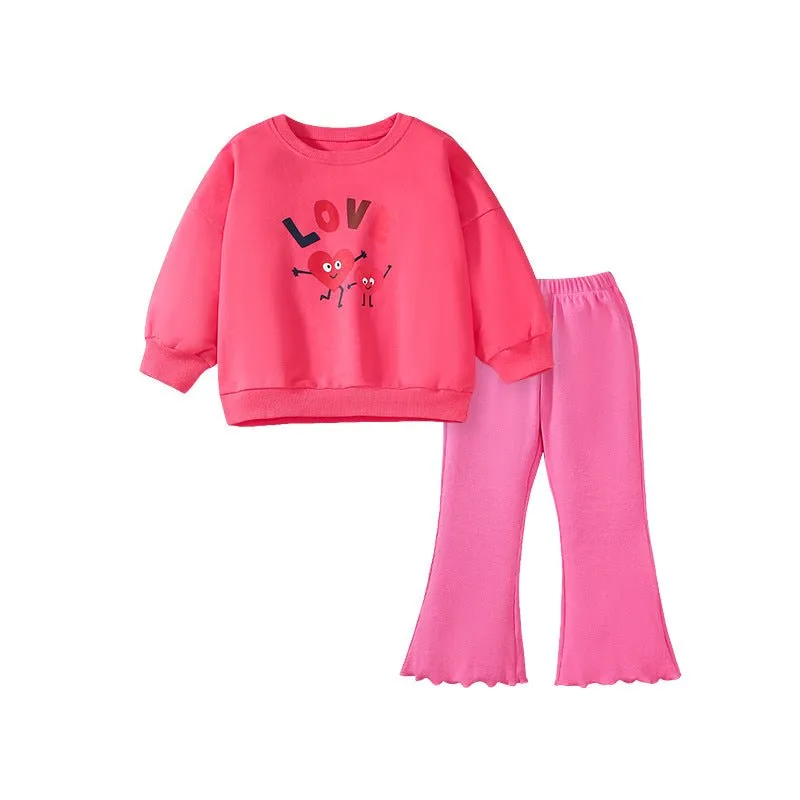 Toddler/Kid Girl's Love Design Sweatshirt with Pants Set