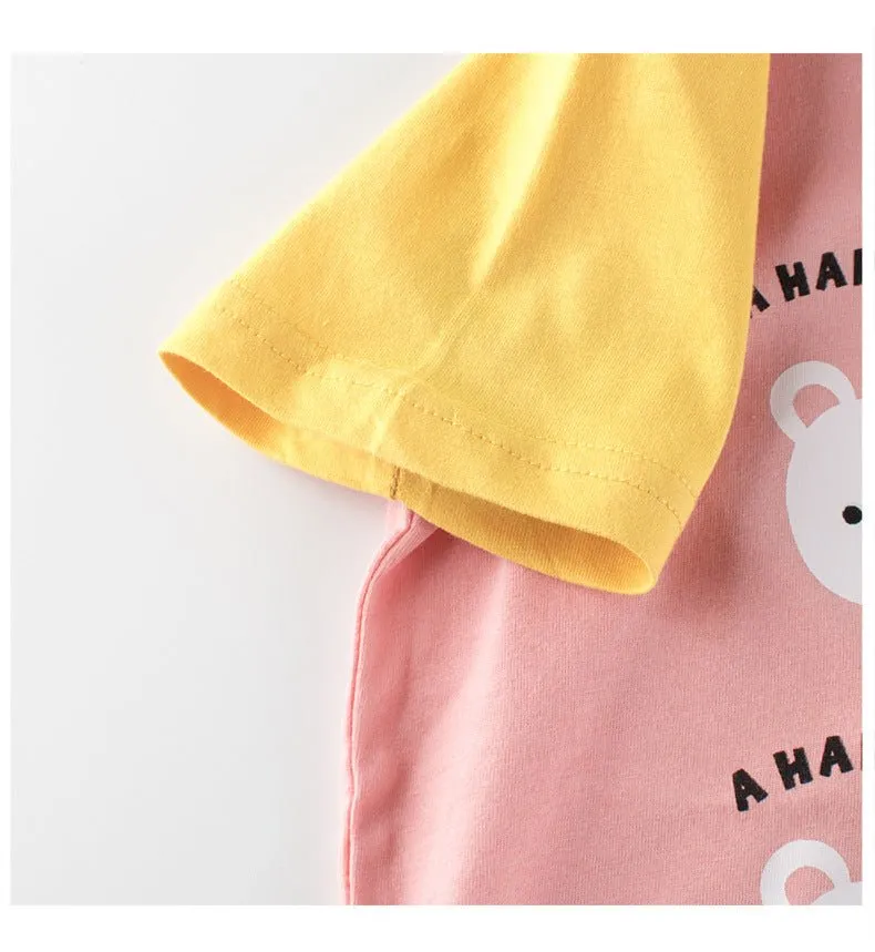 Toddler/Kid's Cartoon Bear Smiling Print Design Tee (2 Colors)