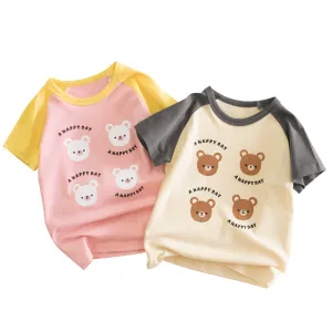 Toddler/Kid's Cartoon Bear Smiling Print Design Tee (2 Colors)