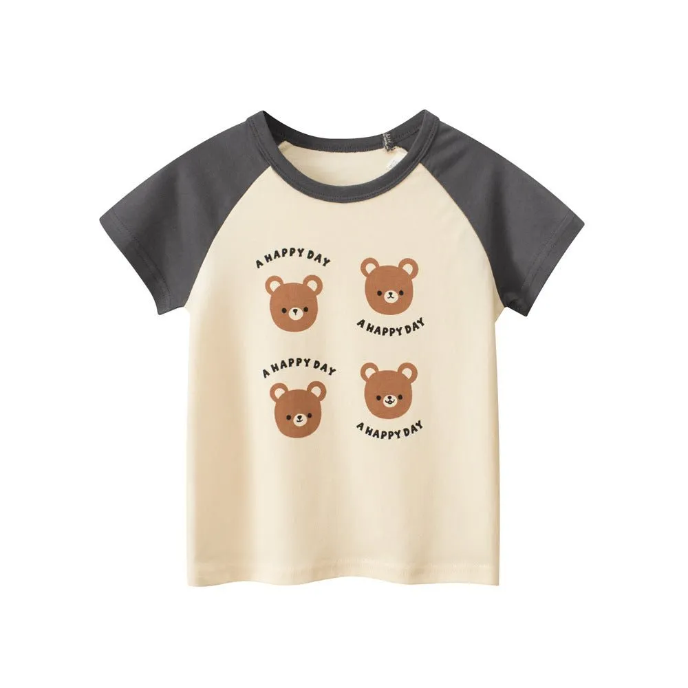 Toddler/Kid's Cartoon Bear Smiling Print Design Tee (2 Colors)