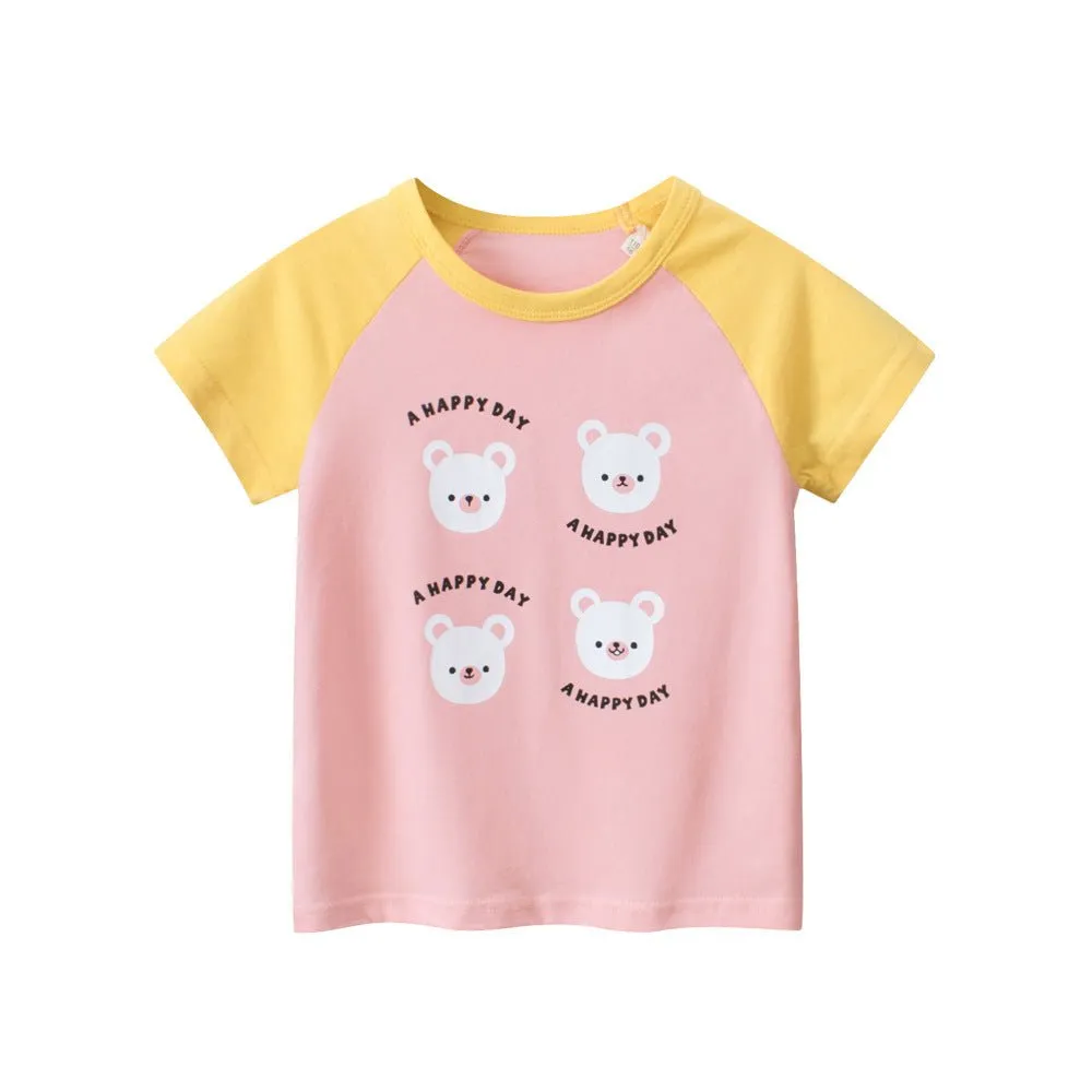 Toddler/Kid's Cartoon Bear Smiling Print Design Tee (2 Colors)