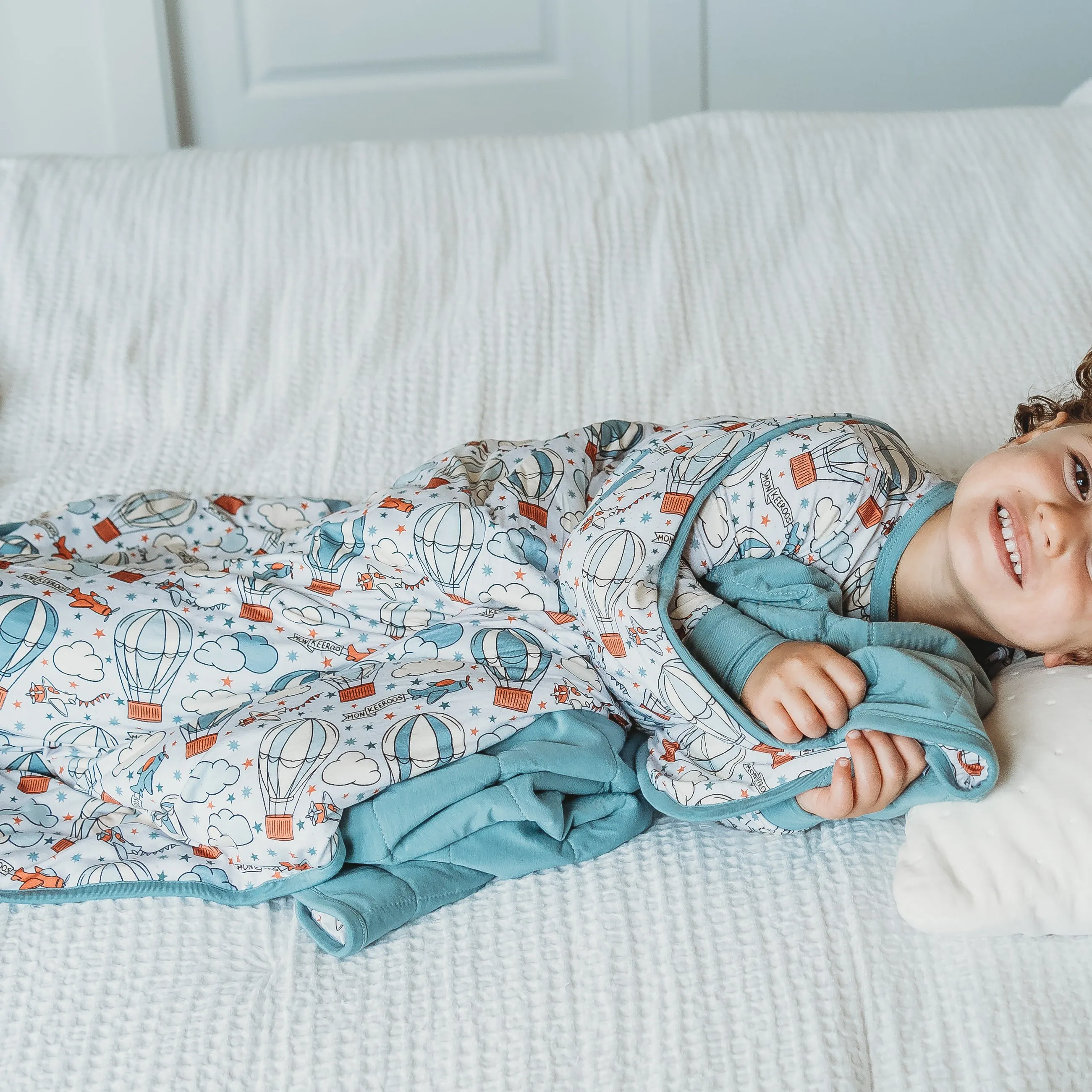 Up Up & Away Quilted Blankets- Blue